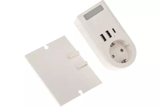 Адаптер Rexant 11-1270 USB многофункциональный (2хUSB-A, USB-С, розетка 220-250В) с подсветкой и подставкой для телефона