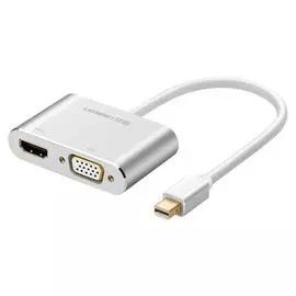 Адаптер UGREEN 20421_ mini DP to HDMI + VGA converter, серебристый