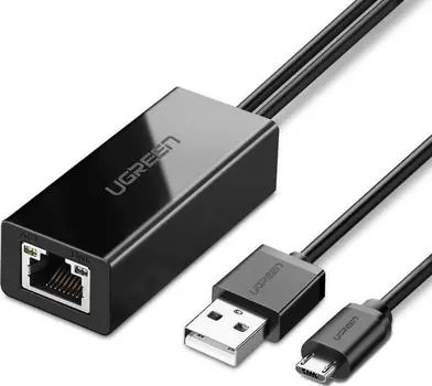 Адаптер UGREEN 30985 LAN Ehernet/micro USB/USB Type-А, 100Mbps, черный