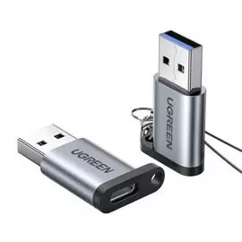 Адаптер UGREEN 50533_ USB 3.0 A to USB-C M/F, серый