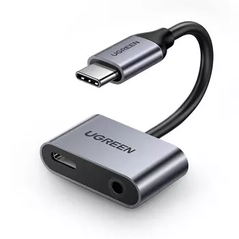 Адаптер UGREEN CM193 50596_ 2*USB Type-C/3.5mm audio, цвет: серый