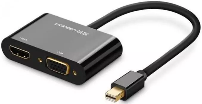 Адаптер UGREEN MD108 10439_ Mini DP to HDMI VGA 2-in-1 1080p, черный