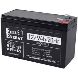 Аккумулятор Full Energy FEP-129 9Ач/12В. Свинцово-кислотная, необслуживаемая, выполнена по технологии AGM (Absorbent Glass Mat)