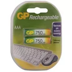 Аккумулятор GP 75AAAHC 1.2V, 750mAh, 2шт, size AAA