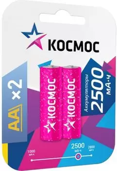 Аккумулятор Космос KOCR6NIMH2500MAH2BL Ni-Mh, АА (LR6, R6, UM3), 2 шт, 2500 мАч