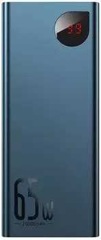 Аккумулятор внешний портативный Baseus PPIMDA-D03 Adaman Metal Digital Display Quick Charge 20000mAh 65W, порты: Micro USB (вход 18W), 2 USB (выход 30