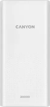 Аккумулятор внешний портативный Canyon PB-2001 20000mAh, micro-USB/USB Type-C, 2*USB Type-A, white