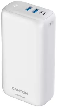 Аккумулятор внешний портативный Canyon PB-301 CNE-CPB301W 30000 мАч, вход: USB Тип C + Micro USB, выход: USB Тип C + 2*USB Тип A, white