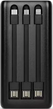 Аккумулятор внешний TTEC PowerSlim Trio LCD 2BB202S 10000mAh PD 22,5W, с тройным кабелем USB-A -Lightning/USB-C/Micro USB, цвет: черный