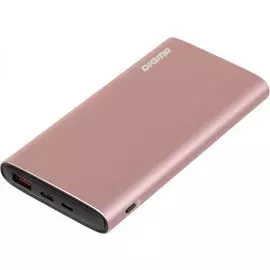 Аккумулятор внешний универсальный Digma DGPF10F20APN Li-Pol, 10000mAh, 3A. QC PD 20W, USB A, USB Type-C, micro USB, розовый (1455074)