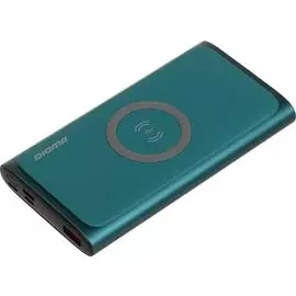 Аккумулятор внешний универсальный Digma DGPQ10G22CGN Li-Pol, 10000mAh, 3A, QC PD 20W, USB A, USB Type-C, micro USB, Lightning, беспроводная зарядка, з