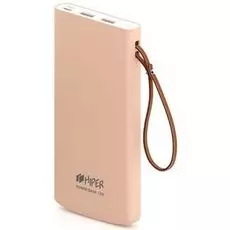 Аккумулятор внешний универсальный HIPER TRAVEL 10K Li-Pol 10000 mAh Soft-touch 2.4A+1.5A 2xUSB 1xType-C, персиковый