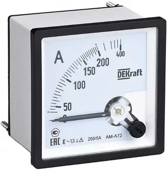 Амперметр DEKraft 50217DEK ан-вый 1000/5А AC 72х72мм КТ 1,5 трансф. подкл.