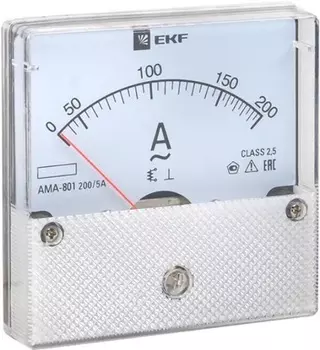 Амперметр EKF ama-801-200 AMA-801 аналоговый на панель (80х80) круглый вырез 200А трансф. подкл.