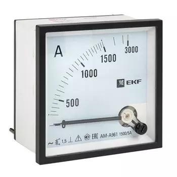 Амперметр EKF ama-961-1500 AMA-961 аналоговый на панель (96х96) квадратный вырез 1500А трансф. подкл.