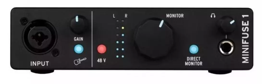 Аудиоинтерфейс Arturia MiniFuse 1 Black 800101 24бит/192кГц, комбинированный разъем XLR и 6.3 мм для записи инструментов и вокала с фантомным питанием