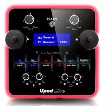 Аудиоинтерфейс Icon UPod Live 110307A2005 16 DSP эффектов, АЦП/ЦАП: 16 бит/48 кГц, 22-20000 Гц, 90 дБ, S/N: -90 дБ, THD+N: 0,0061%, 2xCombo XLR/TRS, 1