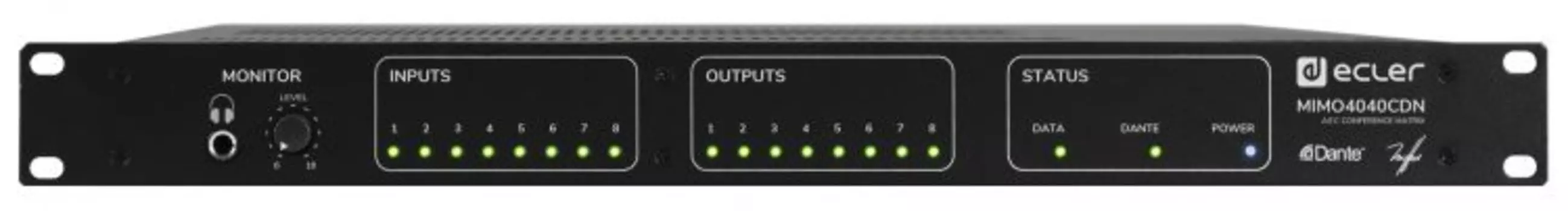 Аудиопроцессор Ecler MIMO4040CDN DSP с AEC, 8х8 входов/выходов, 32х32 Dante