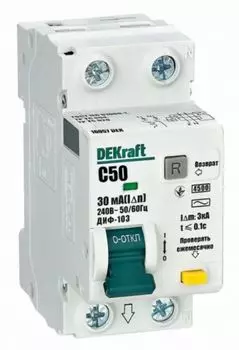 Автомат дифференциальный DEKraft 16057DEK 1Р+N 50А 30мА тип AC х-ка C ДИФ-103 4.5кА