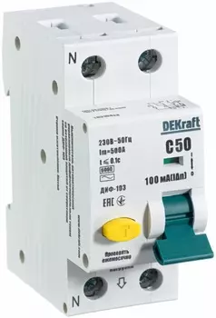 Автомат дифференциальный DEKraft 16210DEK 1Р+N 50А 100мА тип AC х-ка С ДИФ-103 6кА
