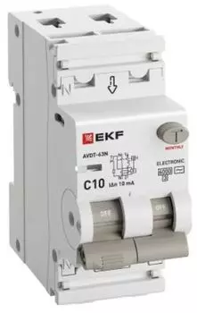 Автомат дифференциальный EKF D63N26E10C10 АВДТ-63N 1P+N 10А (C) 10мА (AC) эл 6кА PROXIMA