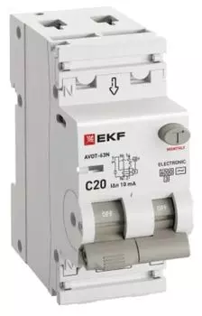 Автомат дифференциальный EKF D63N26E20C10 АВДТ-63N 1P+N 20А (C) 10мА (AC) эл 6кА PROXIMA