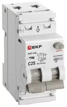 Автомат дифференциальный EKF D63N26E25C30 АВДТ-63N 1P+N 25А (C) 30мА (AC) эл 6кА PROXIMA