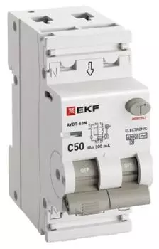 Автомат дифференциальный EKF D63N26E50C300 АВДТ-63N 1P+N 50А (C) 300мА (AC) эл 6кА PROXIMA