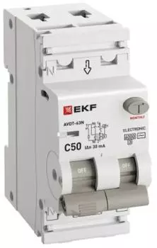 Автомат дифференциальный EKF D63N26E50C30 АВДТ-63N 1P+N 50А (C) 30мА (AC) эл 6кА PROXIMA
