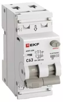Автомат дифференциальный EKF D63N26E63C300 АВДТ-63N 1P+N 63А (C) 300мА (AC) эл 6кА PROXIMA