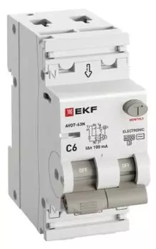 Автомат дифференциальный EKF D63N26E6C100 АВДТ-63N 1P+N 6А (C) 100мА (AC) эл 6кА PROXIMA