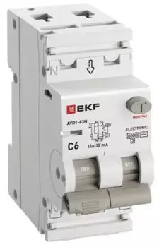 Автомат дифференциальный EKF D63N26E6C30 АВДТ-63N 1P+N 6А (C) 30мА (AC) эл 6кА PROXIMA