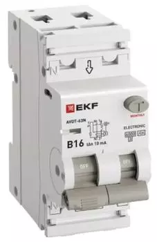 Автомат дифференциальный EKF D63N26EA16B10 АВДТ-63N 1P+N 16А (B) 10мА (A) эл 6кА PROXIMA