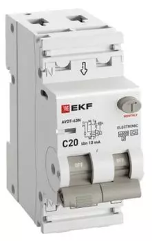Автомат дифференциальный EKF D63N26EA20C10 АВДТ-63N 1P+N 20А (C) 10мА (A) эл 6кА PROXIMA