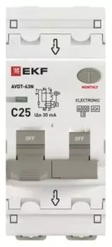 Автомат дифференциальный EKF D63N26EA25C30 АВДТ-63N 1P+N 25А (C) 30мА (A) эл 6кА PROXIMA