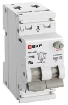 Автомат дифференциальный EKF D63N26EA6B10 АВДТ-63N 1P+N 6А (B) 10мА (A) эл 6кА PROXIMA