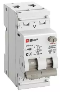 Автомат дифференциальный EKF D63N26ES50C100 АВДТ-63N 1P+N 50А (C) 100мА (AC-S) эл 6кА PROXIMA