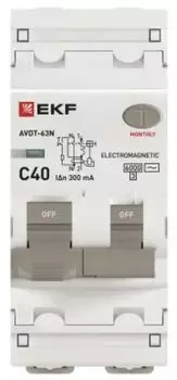 Автомат дифференциальный EKF D63N26M40C300 АВДТ-63N 1P+N 40А (C) 300мА (AC) эл-мех 6кА PROXIMA