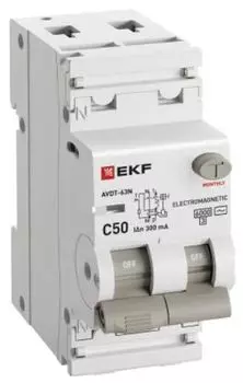 Автомат дифференциальный EKF D63N26M50C300 АВДТ-63N 1P+N 50А (C) 300мА (AC) эл-мех 6кА PROXIMA
