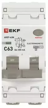 Автомат дифференциальный EKF D63N26M63C300 АВДТ-63N 1P+N 63А (C) 300мА (AC) эл-мех 6кА PROXIMA