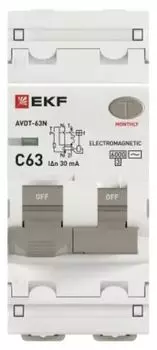 Автомат дифференциальный EKF D63N26M63C30 АВДТ-63N 1P+N 63А (C) 30мА (AC) эл-мех 6кА PROXIMA