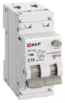 Автомат дифференциальный EKF D63N26MA10C30 АВДТ-63N 1P+N 10А (C) 30мА (A) эл-мех 6кА PROXIMA