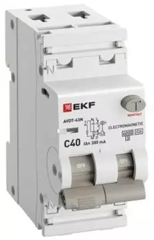 Автомат дифференциальный EKF D63N26MA40C300 АВДТ-63N 1P+N 40А (C) 300мА (A) эл-мех 6кА PROXIMA