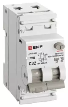 Автомат дифференциальный EKF D63N26MS32C300 АВДТ-63N 1P+N 32А (C) 300мА (AC-S) эл-мех 6кА PROXIMA