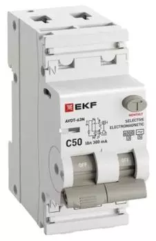 Автомат дифференциальный EKF D63N26MS50C100 АВДТ-63N 1P+N 50А (C) 100мА (AC-S) эл-мех 6кА PROXIMA