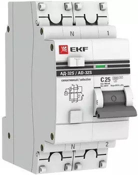 Автомат дифференциальный EKF DA32-25-100S-pro АД-32 1P+N (S) 25А (С) 100мА тип (АС) эл. 4,5кА PROxima
