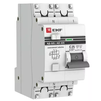 Автомат дифференциальный EKF DA32-25-300S-pro АД-32 1P+N (S) 25А (С) 300мА тип (АС) эл. 4,5кА PROxima