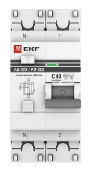 Автомат дифференциальный EKF DA32-32-300S-pro АД-32 1P+N (S) 32А (С) 300мА тип (АС) эл. 4,5кА PROxima