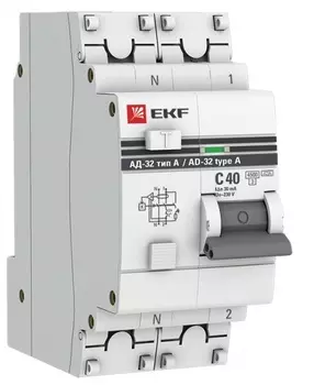 Автомат дифференциальный EKF DA32-40-30-a-pro АД-32 1P+N 40А (С) 30мА тип (А) эл. 4,5кА PROxima