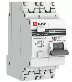 Автомат дифференциальный EKF DA32-50-100S-pro АД-32 1P+N (S) 50А (С) 100мА тип (АС) эл. 4,5кА PROxima
